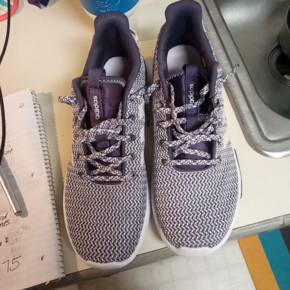 adidas purple and white cloudfoam athletic shoes size 11